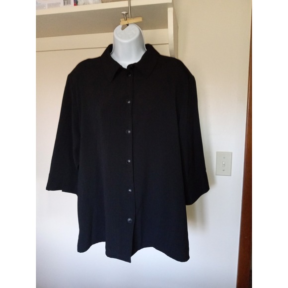 Allison Daley Tops - ALLISON DALEY Blouse - 16 Point Collar,‎ 3/4 Sleeves Button Up Shirt